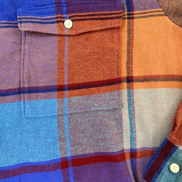 Old Navy Boyfriend Plaid Flannel Shirt Women Blue Orange Purple Casual Winter M - Picture 6 of 9